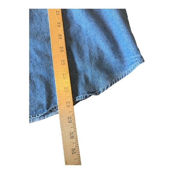 Vtg Denim Shirt Size S Christmas Winter Wonderland Embroidered Oversized Art - Picture 8 of 11